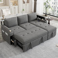 Harper & Bright Designs 83.5" L-Shaped Sofa Couch Convertible Sofa Bed Sectional Sofa with Ample Storage Space, Two Cup Holders and Two USB Ports for Living Room, Gray