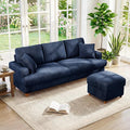 Kidirect 87in L Shaped Couch, Modular Sofa No Tool Assembly, Comfy Sectional Couches for Living Room 21in Deeper Seats, Corduroy Sofas for Living Room with 2 Pillows, Loveseat Sofa Set, Blue Couch | Comfy Corduroy, Oversized 87in Couch, 850LB Tough, To...
