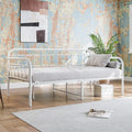 JURMERRY Metal Daybed Frame Twin Size with Steel Slats Platform Furniture, White…