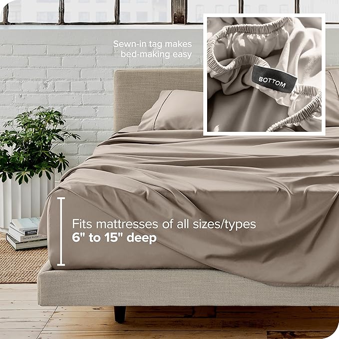 Bare Home Full Sheet Set - 1800 Ultra-Soft Microfiber Full Bed Sheets - Double Brushed - Deep Pockets - Easy Fit - 4 Piece Set - Bedding Sheets & Pillowcases (Full, Khaki)