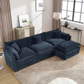 Setawix Deep 3 Seater Couch with Ottoman,112.2" L-Shaped Cloud Couches for Living Room,Chenille Cloud Sofa Couch with Deep Seat,Modular Sectional L Shape 3 Seat Sofa for Bedroom. (Blue, 3+1)