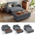 LINSY HOME Sectional Sleeper Sofa with Pull Out Couch Bed for Living Room (Grey) | Plush Corduroy, Storage Ottoman, Storage Chaise, Pull Out Couch, USB Charging