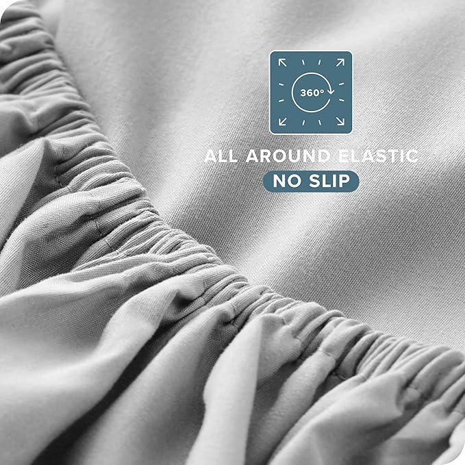 Bare Home Full Sheet Set - 1800 Ultra-Soft Microfiber Full Bed Sheets - Double Brushed - Deep Pockets - Easy Fit - 4 Piece Set - Bedding Sheets & Pillowcases (Full, Cloud Grey)