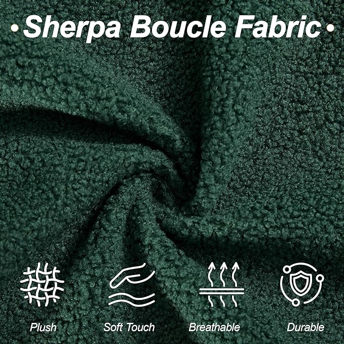 87" Sherpa Boucle Cloud Couch Modern 3 Seater Sofa with Solid Wood Legs, 25" Extra Deep Seat, Comfy Thick Cushion Upholstered Sofa Couches with 3 Pillows for Living Room, Green