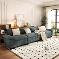 PHI VILLA Cloud Modular Couches Sets, 157.5" Sectional Sofa with Upholstered Deep Seat, 4-Seater Long Couches for Living Room Apartment, Chenille Fabric, Dark Cyan
