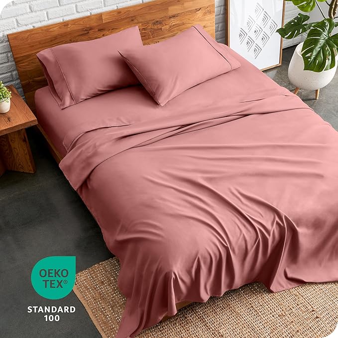 Bare Home Twin XL Sheet Set - 1800 Ultra-Soft Microfiber Twin Extra Long Bed Sheets - Double Brushed - Deep Pockets - Easy Fit - 3 Piece Set - Bedding Sheets & Pillowcases (Twin XL, Dusty Rose)
