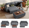 LINSY HOME Sectional Sleeper Sofa with Pull Out Couch Bed for Living Room (Grey) | Plush Corduroy, Storage Ottoman, Storage Chaise, Pull Out Couch, USB Charging