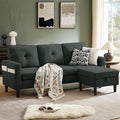 79" Convertible Sectional Sofa, Small L Shaped 3 Seat Couch with Storage Chaise and Side Pocket, Modern Linen Fabric Reversible Sofa Couches for Living Room, Apartment and Small Space