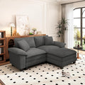 PHI VILLA Cloud Modular Couches Sets, 87.5" Sectional Loveseat Sofa with 1 Movable Ottoman, 3-Seater Comfy Couches for Living Room Apartment, Corduroy Fabric, Grey