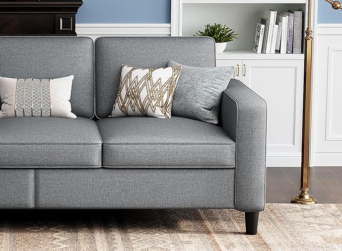 Sectional Sofas Couches for Living Room Convertible L Shaped Couch | Sofa with Ottoman, Washable Sofa Covers, 78" Small Couch, Grey Linen Fabric, 3 Seat Storage Couch