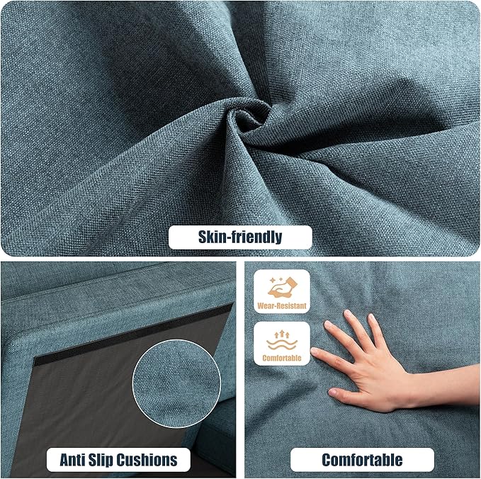 Meilocar Sectional Couches for Living Room, 106 in U Shaped Couch Soft Sectional Sofa with Double Chaise, Comfortable 4 Seat Sofa Couch (Blue) | Breathable Fabric, Double Chaise