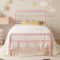 Richwanone 14 inch Twin XL Bed Frame with Headboard and Footboard, Heavy Duty Metal Bed Frame Victorian Style, No Box Spring Needed, Easy Assembly, Pink
