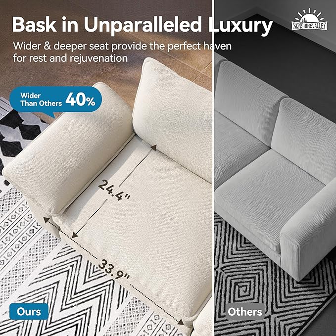 U Shaped Modular Cloud Couch, 157.5'' Oversized Chenille Sectional Sofa with Wider Armrest and Ottoman, Upholstered 6-Seat Modern Deep Seat for Bedroom Living Room, Beige