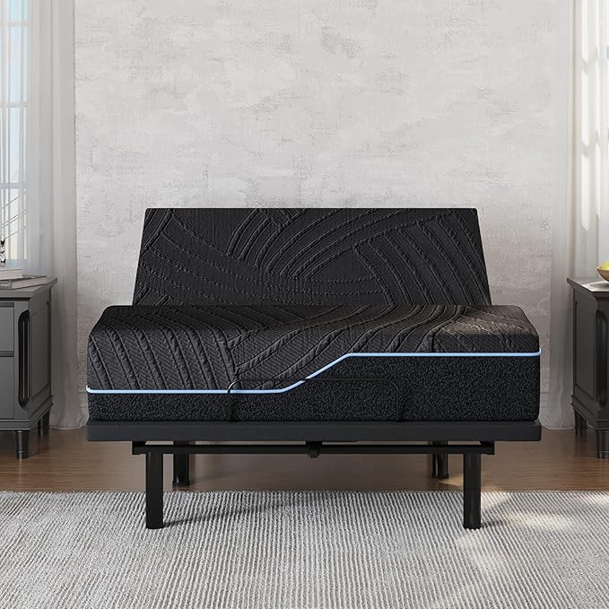 Dyonery Queen Adjustable Bed Frame with Mattress, 14 inch Medium Copper-Gel Memory Foam Mattress, Head & Foot Incline, 750lbs Lift Capacity, Powerful Quiet Motor, 5 Minutes Tools-Free Assembly