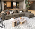 L Shaped Modular Cloud Couch, 157.5'' Oversized Chenille Sectional Sofa with Wider Armrest and Ottoman, Upholstered 5-Seat Modern Deep Seat for Bedroom Living Room, Smoky Grey