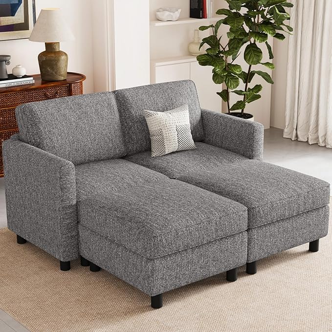 Belffin 58.3" Modular Sectional Sofa 4 Seats Sleeper Sofa Washable Sectional Couches for Living Room Comfy Couches with Storage Seat Couch Sofas with Chaise,Grey