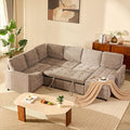 107" Modular Sectional Sleeper Sofa, Set of Modular Pieces with Pull Out Bed, U Shaped Sectional Couch with Storage, Extra Wide&Deep Seat Couches for Living Room, Removable Sofa Cover, Chenille-Slate
