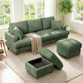 Kidirect 87in U Shaped Couch, Modular Sofa No Tool Assembly, Comfy Sectional Couches for Living Room 21in Deeper Seats, Corduroy Sofas for Living Room with 2 Pillows, Loveseat Sofa Set, Green Couch | Comfy Corduroy, Oversized 87in Couch, 850LB Tough, T...