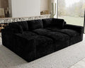 Belffin Boneless Modular Cloud Sectional Sleeper Sofa Bed Plush Corduroy Boneless Sectional Couches for Living Room with Ottoman No Assembly Required. Black Couch