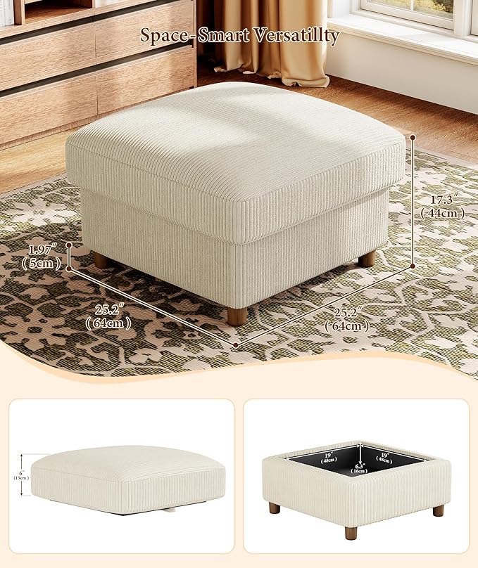 Kidirect 87in L Shaped Couch, Modular Sofa No Tool Assembly, Comfy Sectional Couches for Living Room 21in Deeper Seats, Corduroy Sofas for Living Room with 2 Pillows, Loveseat Sofa Set, Beige Couch | Comfy Corduroy, Oversized 87in Couch, 850LB Tough, T...