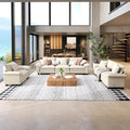 3 Piece Living Room Sofa Furniture Set, Chenille Modular Loveseat, Cloud Chair, and 3-Seat Couch with Pillow, Oversized 6-Seat Modern Sectional Deep Sofa for Apartment, Beige