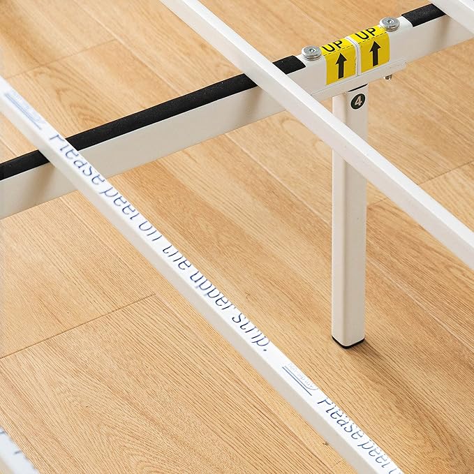 Best Price Mattress 14 Inch Metal Platform Bed Frame, Heavy Duty Steel Slats, White, Twin