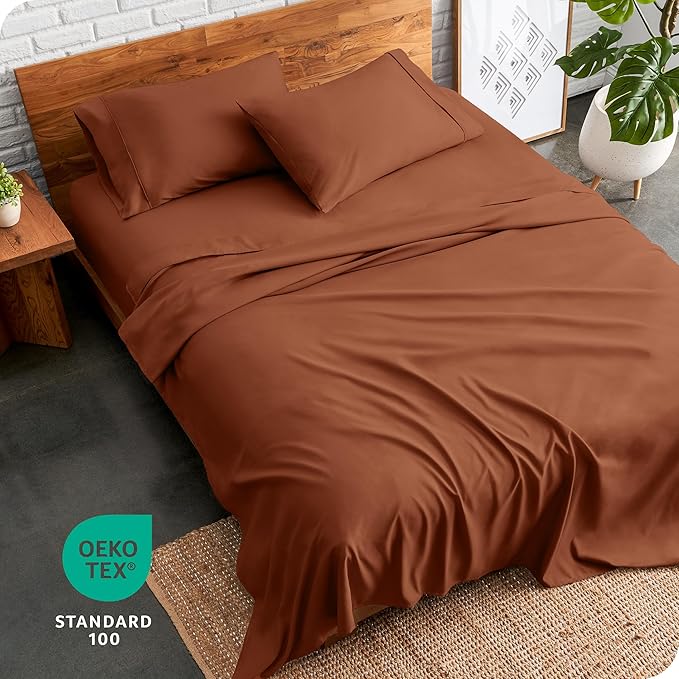 Bare Home Full Sheet Set - 1800 Ultra-Soft Microfiber Full Bed Sheets - Double Brushed - Deep Pockets - Easy Fit - 4 Piece Set - Bedding Sheets & Pillowcases (Full, Terracotta)