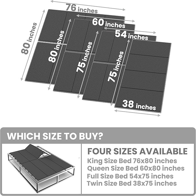 Light and Thin Bunkie Board, Folding Spring Box,King Size 76x80'', Large Double Bed 10MM, Bed Support Flat Noodles,Light and Thin, Breathable, Noise Minimizing