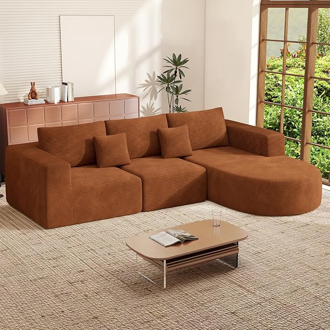 Boneless Couches for Living Room,Cloud Sectional Couch with L-Shape Chaise,Modern Modular Sofa with Deep Seat Upholstered Comfy Couches for Bedroom,No Assembly Required,1PCS