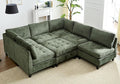 Luxe Oversized Modular Sectional Sofa, Modern Chenille Convertible Sleeper Sofa with Storage Ottoman, Comfy Deep Seat U-Shaped Cloud Couch for Living Room（Green，6-Seater + 1*Ottoman）