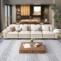 4 Seat Modular Sofa, 157.5'' Oversized Modern Chenille Sectional Couch with Removable Armrest and Pillow, Upholstered Cloud Deep Seat Sofa for Living Room, Beige