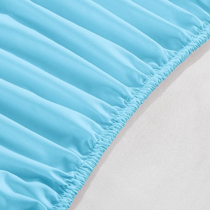 Elegant Comfort 1500 Premium Hotel Quality 18-24 Inches Deep - Extra Deep Pocket Single Fitted Sheet for High Mattress, Luxury and Softest, Smart Pocket - Wrinkle Free, Twin/Twin XL, Aqua Blue