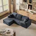 YESHOMY 98.4" Boneless Couches for Living Room, Comfy Modular Sectional Couch, Cloud Couch with Deep Seat, L-Shaped Sofa with Ottoman, Black