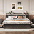 LIKIMIO King Size Bed Frame with 4 Storage Drawers, 2-Tier Storage Headboard with Charging Station, Double Bed Frame King Size for Bedroom, No Box Spring Needed, Easy Assembly, Charcoal Grey