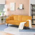 72" Convertible Sofa Bed with Foldable Cup Holder,Straight-line Corduroy Sofa,Suitable for Living Room,Bedroom,Orange