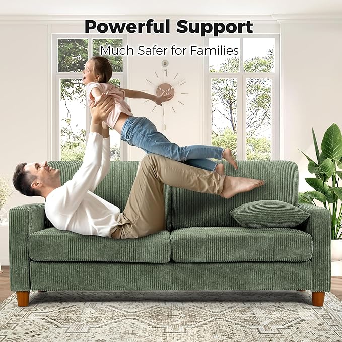 70in L Shaped Couch, Modular Sofa No Tool Assembly, Comfy Sectional Couches for Living Room 21in Deeper Seats, Corduroy Sofas for Living Room with 2 Pillows, Loveseat Sofa Set, Green Couch | Comfy Corduroy, Oversized 70in Couch, 700LB Tough, Tool-Free ...