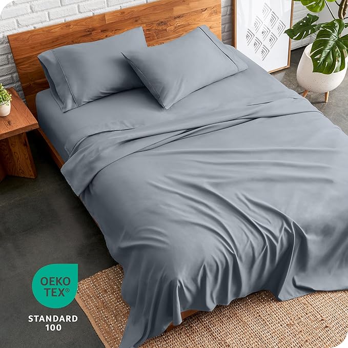 Bare Home Twin XL Sheet Set - 1800 Ultra-Soft Microfiber Twin Extra Long Bed Sheets - Double Brushed - Deep Pockets - Easy Fit - 3 Piece Set - Bedding Sheets & Pillowcases (Twin XL, Steel Blue)