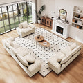 PHI VILLA Cloud Modular Couches Sets, 3 Pieces Large Sectional Sofa Set with Loveseats & Single Sofa, 6-Seater Upholstered Couch for Living Room, Chenille Fabric, Beige