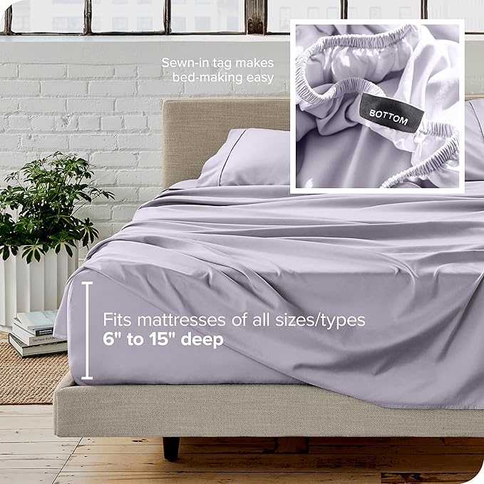 Bare Home Twin XL Sheet Set - 1800 Ultra-Soft Microfiber Twin Extra Long Bed Sheets - Double Brushed - Deep Pockets - Easy Fit - 3 Piece Set - Bedding Sheets & Pillowcases (Twin XL, Light Lavender)