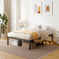 ZIYOO Twin Bed Frames with Heavy Duty Steel Slat, 14 Inches Platform Bed Frame, Non-Slip Design, No Box Spring Needed, Easy Assembly, Quiet Noise Free, Under Bed Storage Space, Black