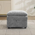 27" Large Square Ottoman with Storage, Modern Upholstered Footrest with Anti-Slip Legs for Couch Coffee Table Living Room, Bedroom, Entryway, Chenille Light Grey