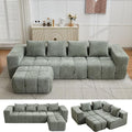 119" Boneless Couch, Cloud Sectional Couch with Deep Seat, High-Density Memory Foam and Chaise, Sectional L Shaped Sofa, Boneless Couches for Living Room, No Assembly Required Tufted Sofa, Green
