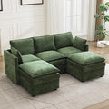 80" Cloud Modular 3 Seater Sofa with 2 Storage Ottoman, Modern Upholstered Storage Sofa Couch Deep Seat, U Shape Sectional Sofa Chenille Comfy Couch with Armrests for Living Room, Small Space, Green | Modular Sofa, Storage Ottoman, Upholstered Sofa, Se...