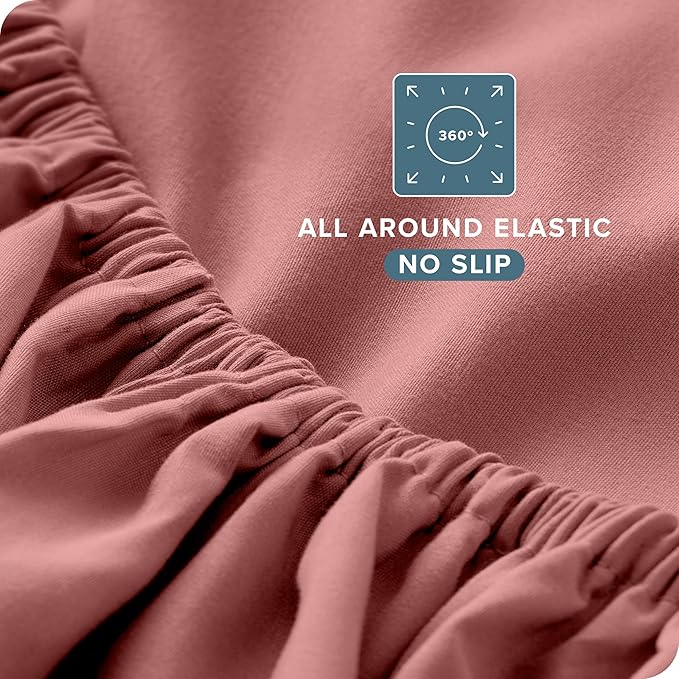 Bare Home Queen Sheet Set - 1800 Ultra-Soft Microfiber Queen Bed Sheets - Double Brushed - Deep Pockets - Easy Fit - 4 Piece Set - Bedding Sheets & Pillowcases (Queen, Dusty Rose)