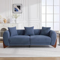 87" Sherpa Boucle Cloud Couch Modern 3 Seater Sofa with Solid Wood Legs, 25" Extra Deep Seat, Comfy Thick Cushion Upholstered Sofa Couches with 3 Pillows for Living Room, Blue