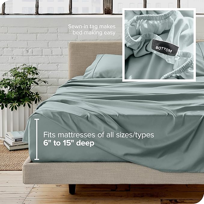 Bare Home King Sheet Set - 1800 Ultra-Soft Microfiber King Bed Sheets - Double Brushed - Deep Pockets - Easy Fit - 4 Piece Set - Bedding Sheets & Pillowcases (King, Sea Spray)