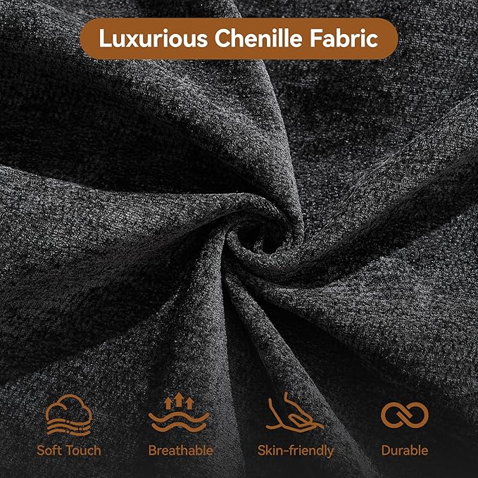 110''Modular Sectional Couches for Living Room, Cloud Boneless Compressed Sectional Sofa, Oversized U Shaped 5 Seater Upholstered Memory Foam Sofa, No Assembly, Chenille Black