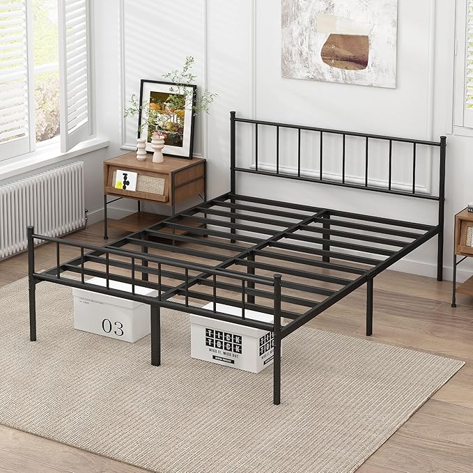 DIIYIV California King Bed Frame-Classic Metal Platform Bed Frame,Mattress Foundation with Steel Slat Support,Under Foundation Storage,No Box Spring Needed, Easy Assembly,California King Size