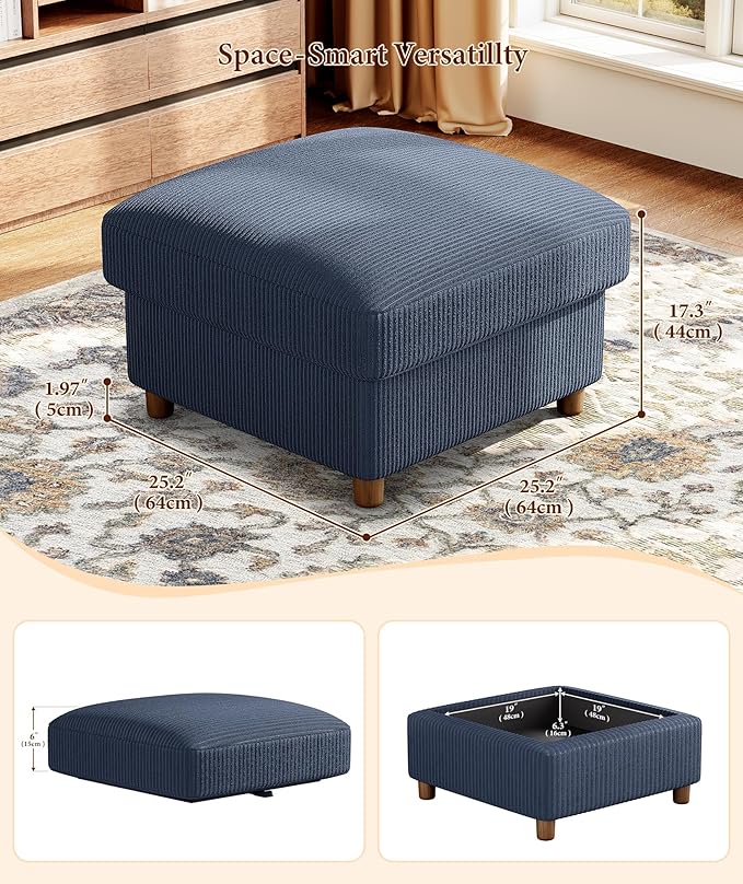 Kidirect 70in U Shaped Couch, Modular Sofa No Tool Assembly, Comfy Sectional Couches for Living Room 21in Deeper Seats, Corduroy Sofas for Living Room with 2 Pillows, Loveseat Sofa Set, Blue Couch | Comfy Corduroy, Oversized 70in Couch, 700LB Tough, To...
