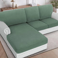 H.VERSAILTEX Sectional Couch Covers 3 Pieces Sofa Seat Cushion Covers L Shape Separate Cushion Couch Chaise Cover for Both Left/Right Sectional Couch (Seat Only: 1 Chaise + 2 Sofa, Loden Frost)